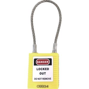 セーフラン セーフラン 14686-1 ロックアウト用ケーブルパドロック 黄