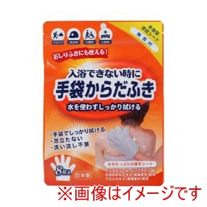 本田洋行 入浴できない時に 手袋からだふき 無香料 8枚入