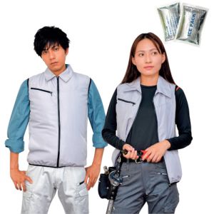 岡潮 岡潮 20203N-4L-0910 冷感保冷剤付き、空調ベスト+バッテリー付20203 シルバー 4L