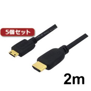 3Aカンパニー 3Aカンパニー AVC-HDMI20MNX5 5個セット ミニHDMIケーブル 2m 4K 3D対応 HDMI-miniHDMI変換ケーブル バルク