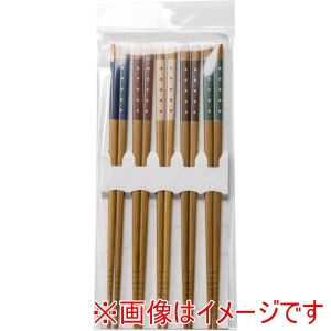 アサヒ興洋 アサヒ興洋 客用箸 スス竹 ドット 5膳組