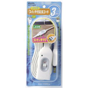 朝日電器 エルパ ELPA エルパ W-S1030B W スイッチ付延長コード 3m ELPA 朝日電器