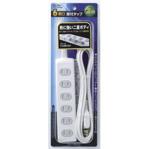 朝日電器 エルパ ELPA エルパ WBT-6020B W 扉付タップ 6個口 2m ELPA 朝日電器