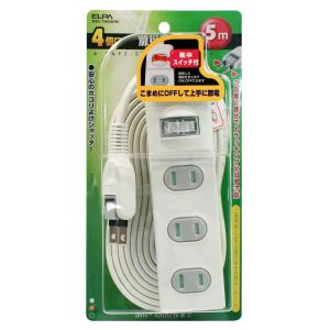 朝日電器 エルパ ELPA エルパ WBS-T4050B W 扉付タップ 集中スイッチ付 4個口 5m ELPA 朝日電器