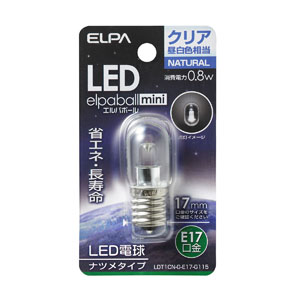 朝日電器 エルパ ELPA エルパ LDT1CN-G-E17-G115 LEDナツメ球 電球 E17 クリア昼白色 ELPA 朝日電器