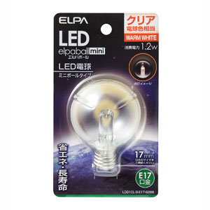 朝日電器 エルパ ELPA エルパ LDG1CL-G-E17-G266 LED装飾電球 ミニボール球形 E17 G50 クリア電球色 ELPA 朝日電器
