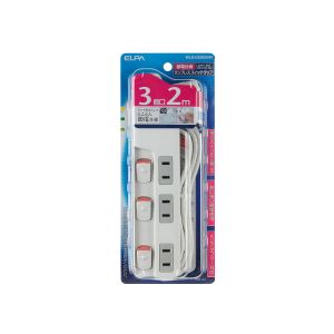 朝日電器 エルパ ELPA エルパ WLS-U32EB W ランプレス スイッチ付タップ 3個口 2m ELPA 朝日電器