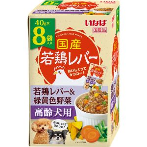 いなばペットフード いなばペットフード 国産若鶏レバーパウチ 高齢犬用 若鶏レバー 緑黄色野菜 40g×8袋