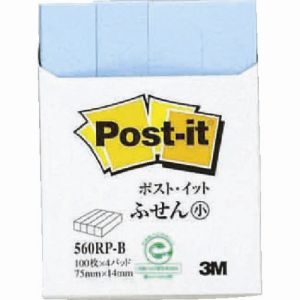 スリーエム 3M スリーエム 3M 560RP-B ポスト イット 75X14mm 100枚X4パッド ブルー