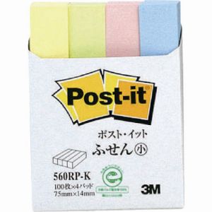 スリーエム 3M スリーエム 3M 560RP-K ポスト イット 75X14mm 100枚X4パッド 4色混色