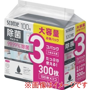 クレシア クレシア 77137 スコッティ ウェットティシュー除菌 アルコール 100枚 つめかえ用 3コパック