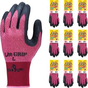 ショーワグローブ SHOWA ショーワグローブ NO341-MR10P 天然ゴム背抜き手袋 まとめ買い NO341 ライトグリップ 10双入 Mサイズ レッド