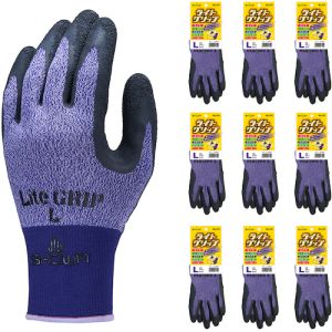 ショーワグローブ SHOWA ショーワグローブ NO341-LPL10P 天然ゴム背抜き手袋 まとめ買い NO341 ライトグリップ 10双入 Lサイズ パープル