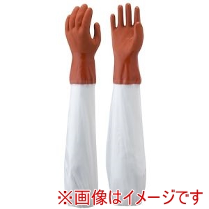 ショーワグローブ SHOWA ショーワグローブ NO645-S 腕カバー付手袋 No645腕カバー付ニュービニローブ オレンジ/ホワイト Sサイズ