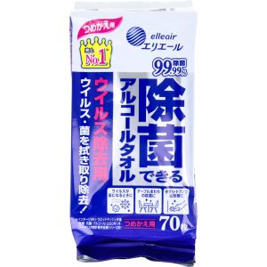 大王製紙 大王製紙 エリエール 除菌できるアルコールタオル ウイルス除去用 つめかえ用 70枚入