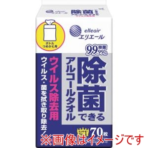 エリエール エリエール 21001606 ウェットティッシュ 除菌できるアルコールタオル ウイルス除去用 ボトルつめかえ用70枚