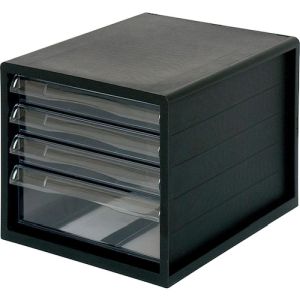 ナカバヤシ Nakabayashi ナカバヤシ A4E-04B A4レターケース一体/浅3段深1段/ブラック メーカー直送 代引不可 北海道沖縄離島不可
