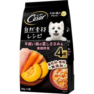 マース MARS マース シーザー 自然素材レシピ 平飼い鶏の蒸しささみ 農園野菜 60g×4袋