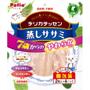 ペティオ Petio ペティオ デリカテッセン 蒸しササミ 7歳からのやわらか健康ケア 2本入×4パック