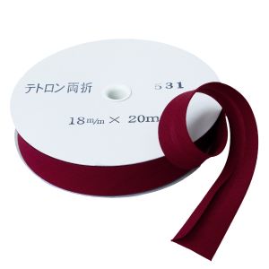 渡辺布帛工業 アサヒ アサヒ バイアステープ テトロンワイドバイアス 両折 巾18mm巾×20m巻 赤エンジ Col.531  FTB18-531-20
