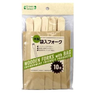 大和物産 大和物産 グリーンセレクト 木製袋入 フォーク 10本