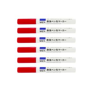 アークランズ アークランズ WZPM-6RE WIZA 激強ペン先マーカー 中字 6本入 レッド 