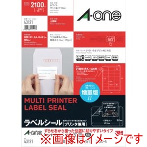 スリーエム 3M スリーエム 3M 43121 エーワン ラベルシール プリンタ兼用  ずらせるから狙った位置に貼りやすいタイプ  剥がしやすい  角丸 A4判 21面 四辺余白付 100シート