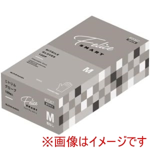 川西工業 川西工業 #2067 ニトリル使いきり手袋 Felice 粉無 100枚入、ホワイト、M