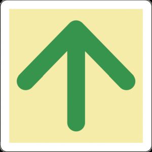 日本緑十字社 緑十字 69002 蓄光式避難誘導ステッカー標識 ↑矢印 蓄光B 300×300mm エンビ 床用