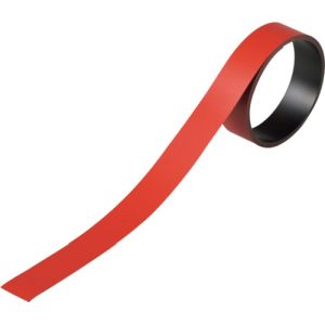 日本緑十字社 緑十字 312034 テープ状カラーマグネット 赤 マグネ20R 20mm幅×1m×0.8mm 片面磁力