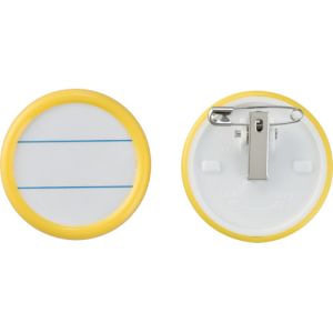 日本緑十字社 緑十字 298513 丸型名札 黄 丸名札-500Y 50mm Φ 表示スペース40mm Φ 両用クリップ付