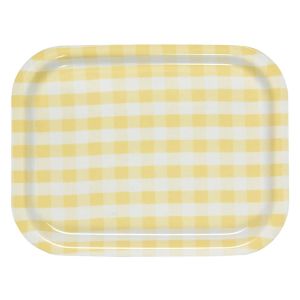 橋本達之助工芸 タツクラフト 橋本達之助工芸 Rトレー ミルキーチェック S イエロー ノンスリップ加工 タツクラフト
