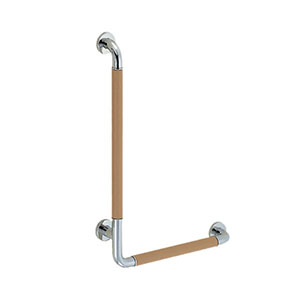 シロクマ シロクマ BR-871L 革巻き手すりL形 左 ベージュ 鏡面磨