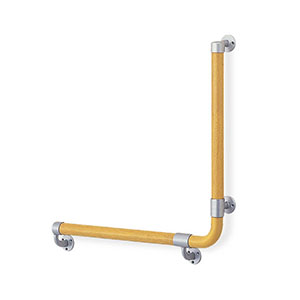 シロクマ シロクマ BR-515R L形丸棒手すり 右 600×600 シルバー Lオーク