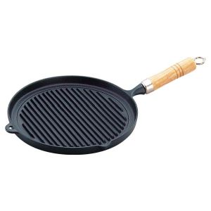岩鋳 岩鋳 南部鉄器 木柄 グリルパン 23029