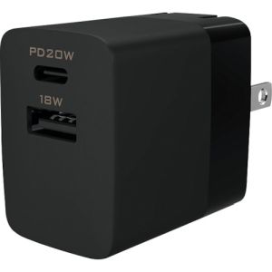 オウルテック オウルテック OWL-APD20C1A1-BK コンパクト&高出力 しかも2台同時充電 USB Type-C & Type-A搭載ACアダプター