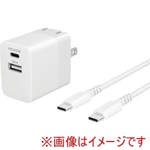オウルテック Owltech オウルテック OWL-APD20ACC12-WH 最大20W USB Type-C+A 2ポート AC充電器 超タフUSB Type-C to C ケーブルセット
