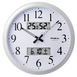 ノア精密 NOA ノア精密 W-711 WH 温湿度計付き 電波掛け時計 ダブルリンク