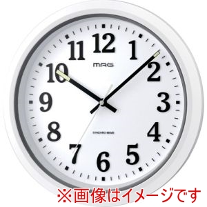 ノア精密 ノア精密 W-734 WH-Z 掛け時計 電波時計 防水 防塵 アナログ ナヤ IP67 夜間秒針停止機能付き 立体文字 プラスチック風防 ホワイト 直径32cm W-734WH-Z