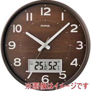 ノア精密 ノア精密 W-776 BR-Z 掛け時計 電波時計 アナログ ゴーフル 温度 湿度 夜間秒針停止機能 ナチュラル 直径36cm W-776BR-Z