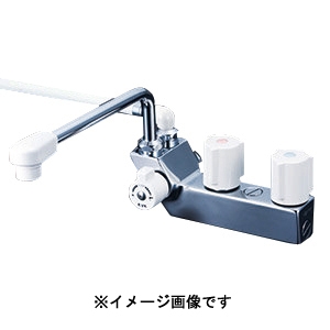 KVK KVK KF207ZNR3 寒 デッキ型一時止水付2ハンドルシャワー 左側シャワー 300mmパイプ付