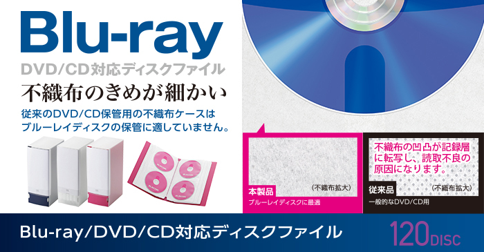  エレコム ELECOM エレコム CCD-FB120BU CD/DVD/Blu-ray対応 ファイルケース 120枚収納 ブルー