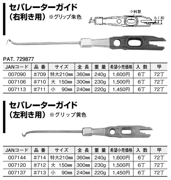  杉野工業 ナイス NICE ナイス 711 セパレーターガイド 小 右利き用 NICE 杉野工業