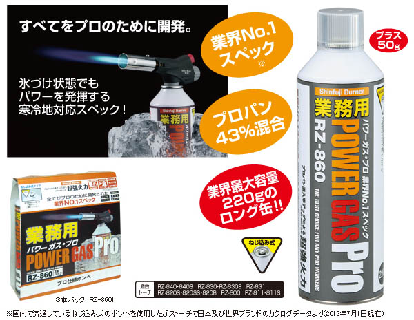  新富士バーナー Shinfuji 新富士バーナー RZ-860 業務用パワーガス プロ 220g