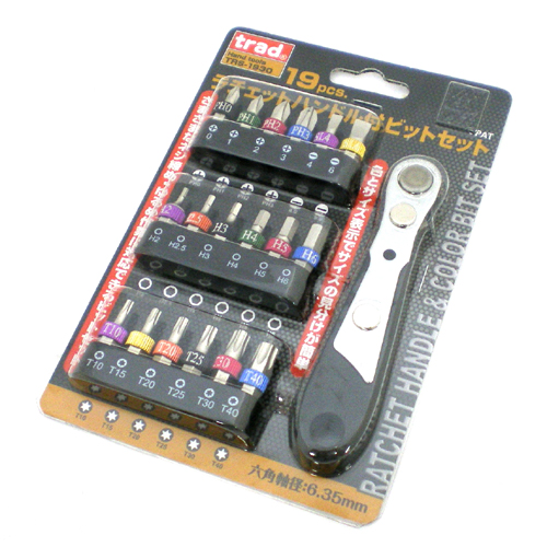  TRAD TRAD TRS-1930 19PC ラチェットハンドル付ビットセット 三共コーポレーション