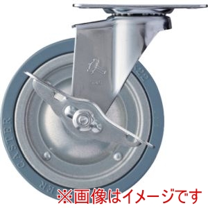 ハンマーキャスター HAMMER CASTER ハンマーキャスター 415E-PR125 プレート式キャスター 自在 ストッパー付 車輪径125mm ゴム車輪 スチールホイール Eシリーズ