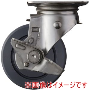 ハンマーキャスター HAMMER CASTER ハンマーキャスター 313S-MCB100 ステンレス製プレート式キャスター 自在 ストッパー付 車輪径100mm MCナイロン Sシリーズ