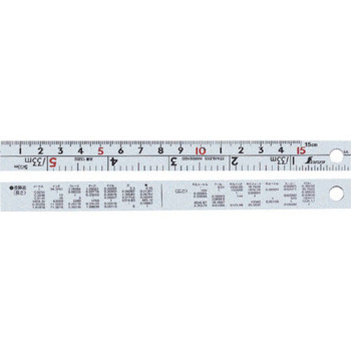  シンワ測定 SHINWA シンワ測定 13202 直尺 シルバー 15cm 併用目盛 W左基点 cm表示 赤数字入