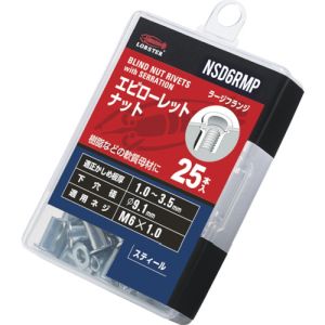 ロブテックス LOBTEX ロブテックス NSD6RMP エビ ローレットナット 平頭 スチール製 エコパック 板厚3.5 M6X1.0 25個入