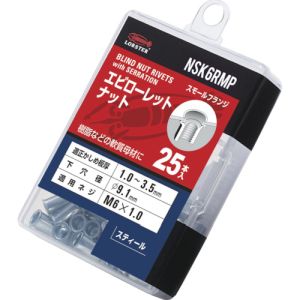 ロブテックス LOBTEX ロブテックス NSK6RMP エビ ローレットナット 薄頭 スチール製 エコパック 板厚3.5 M6X1.0 25個入